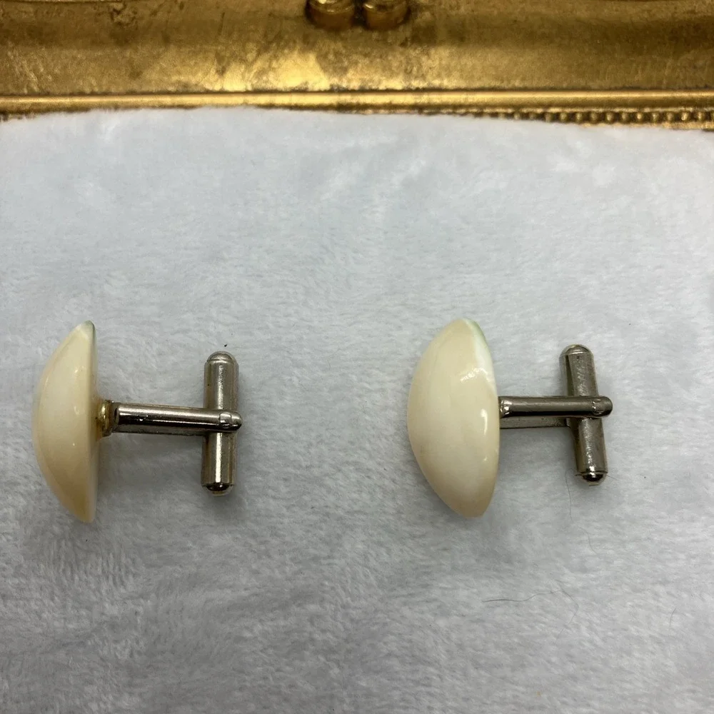 Vtg Mother Of Pearl Cuff Links Formal‎ Wedding Luxury Old Money Estate